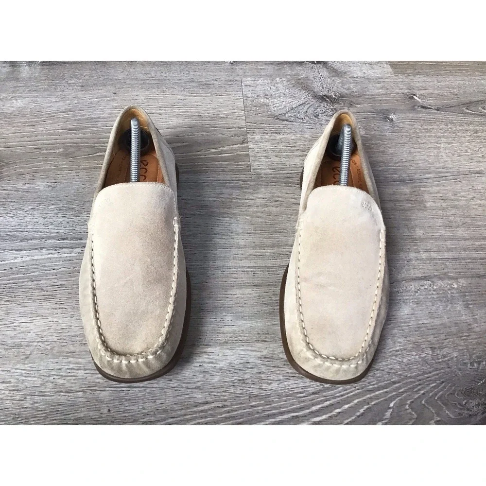 ECCO Tan Leather Driving Loafers Shoes Mens Size EURO 44 / 10.5 US